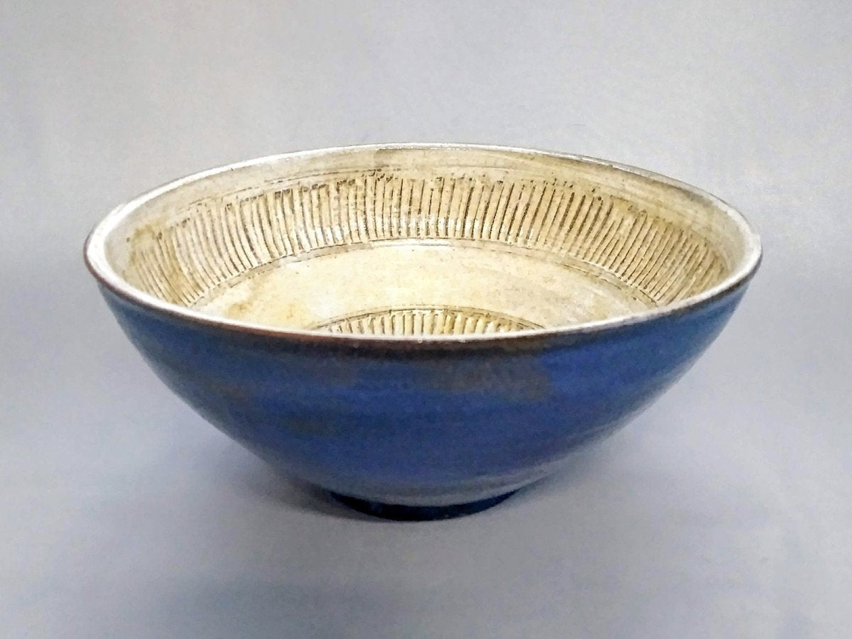 Ridged Large Bowl Blue